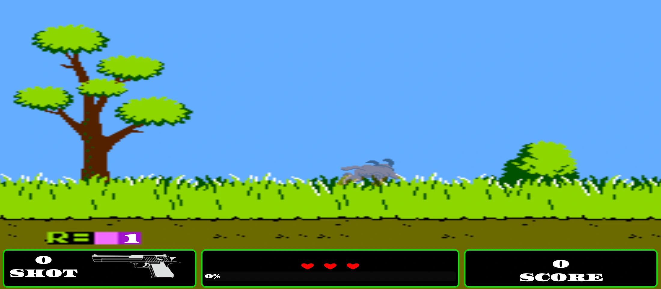 L’écran de jeu Duck Hunt