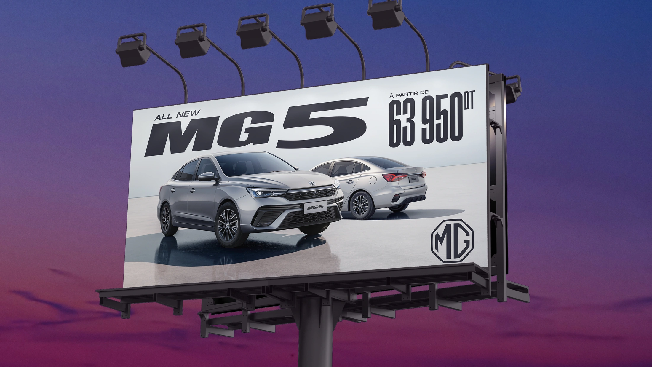 Visuel de campagne MG Motors · MG 5 · Lancement de modèle