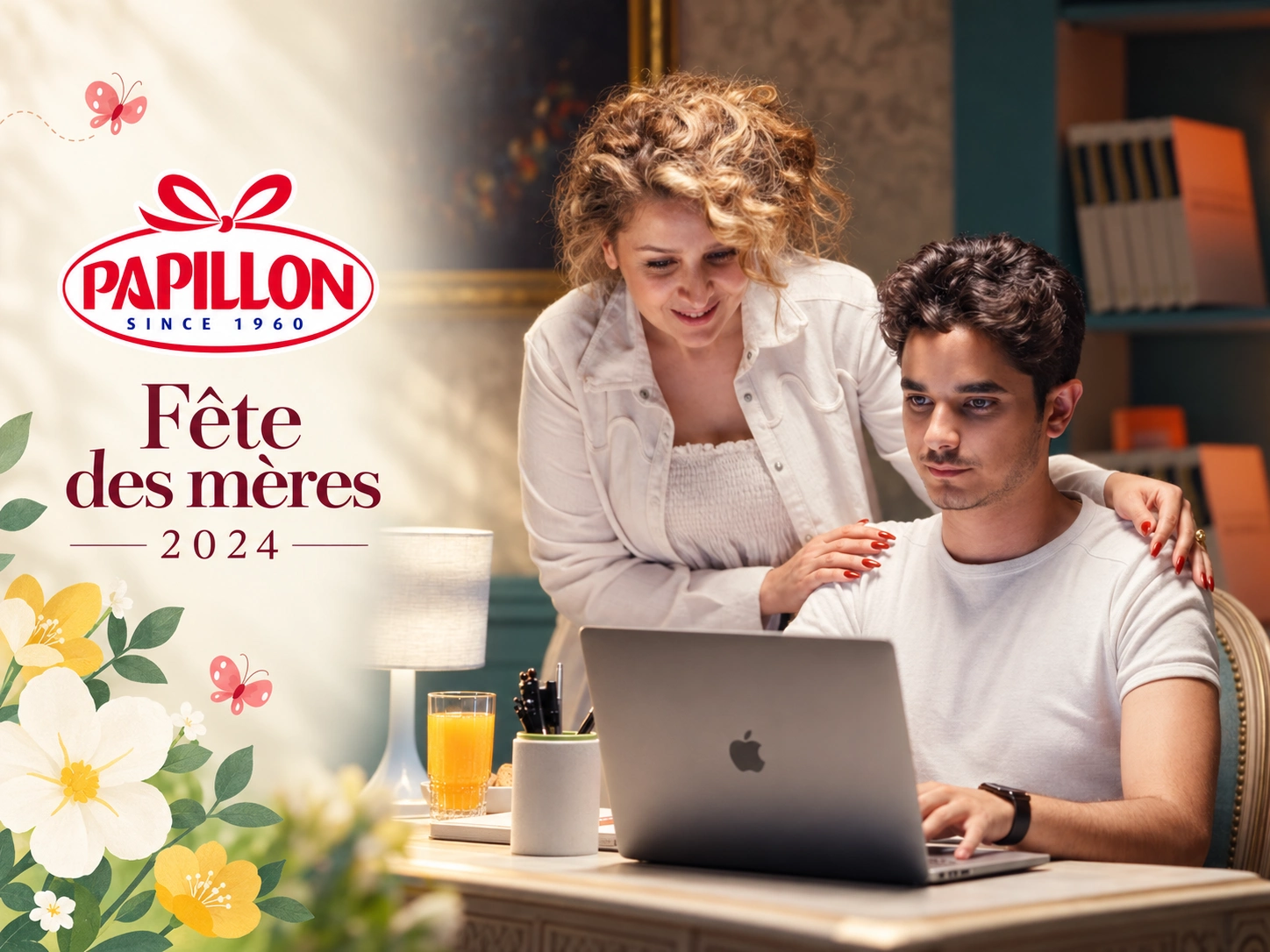 Visuel de campagne Chamia Papillon × Bonbons Papillon · Fête des mères 2024