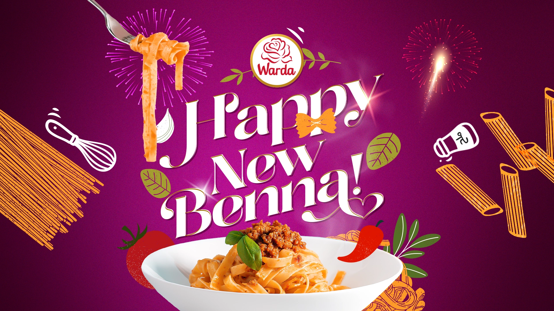 Visuel de campagne Warda · Happy New Benna · Fin d’année 2024